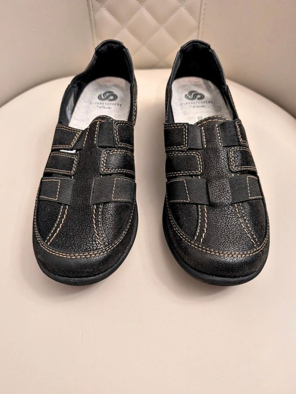 Brand New Women's Clarks Cushe Casual Slip-On Comfy Shoes Black US 6